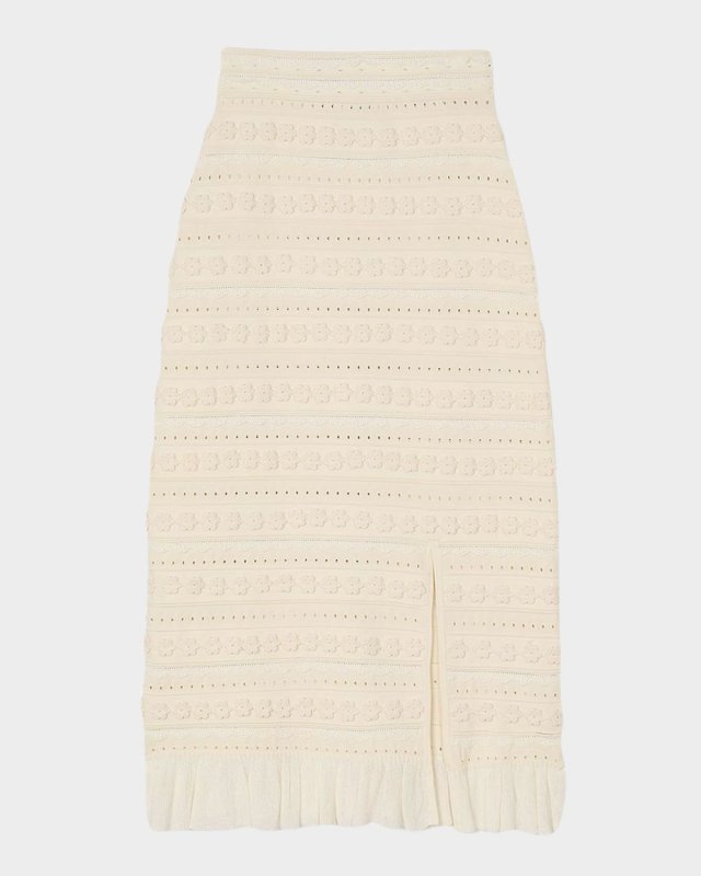 Sartene Floral-Knit Midi Skirt